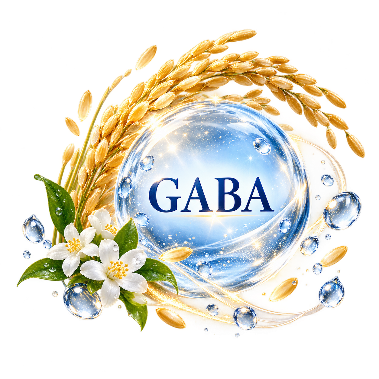 GABAを表す水滴と穀物のイラスト