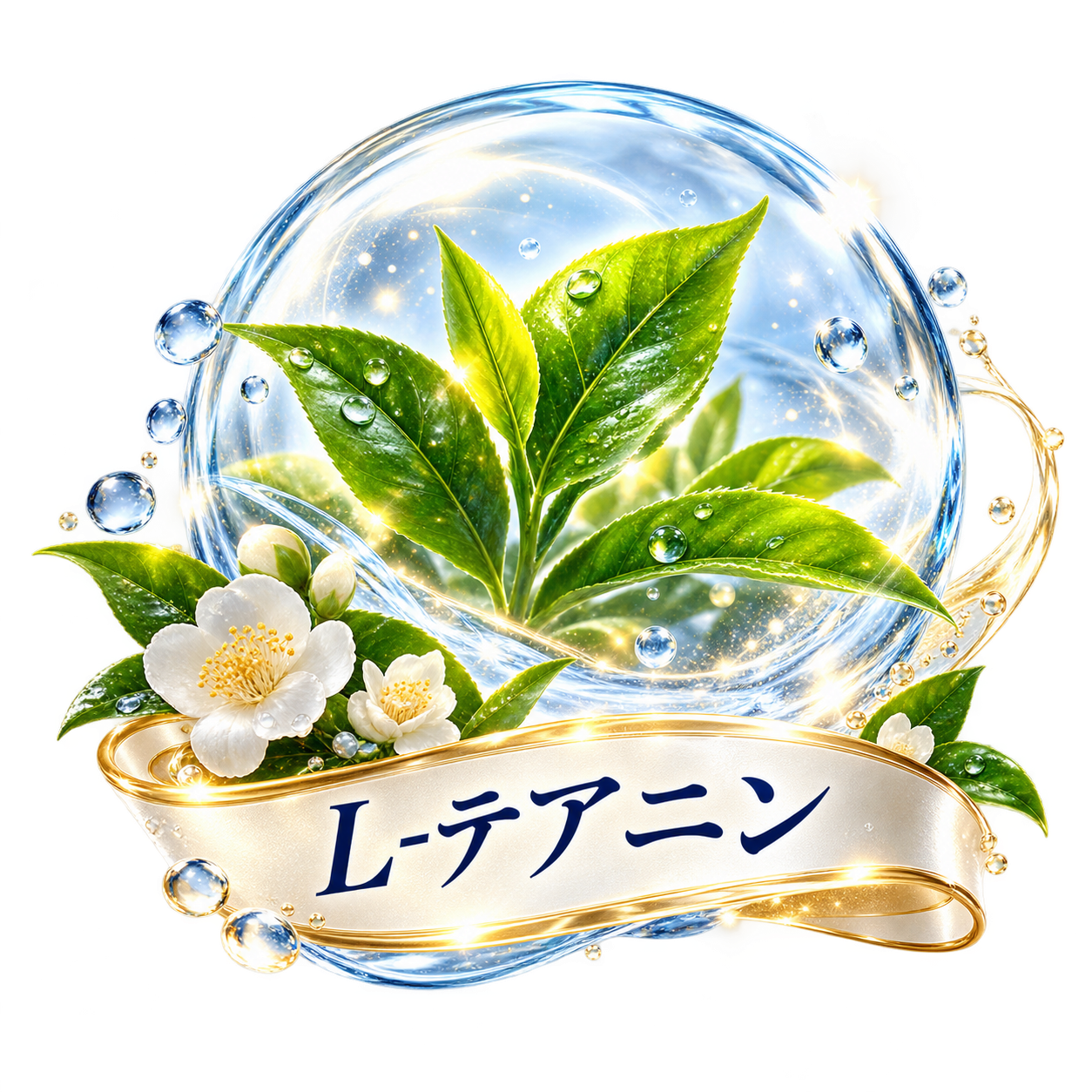 L-テアニンを表す茶葉のイラスト
